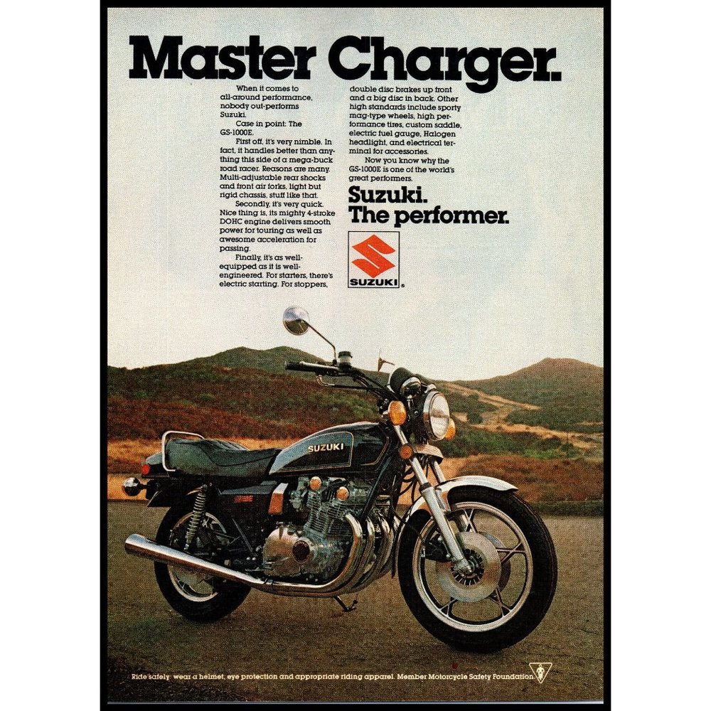 1979 Suzuki GS-1000E Motorcycle Vintage Print Ad The Performer Wall Art Photo